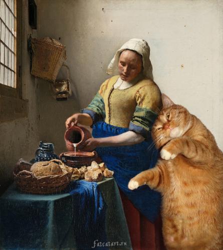 ZARATHUSTRA le gros chat roux qui s'incruste dans les TABLEAUX de grands maîtres