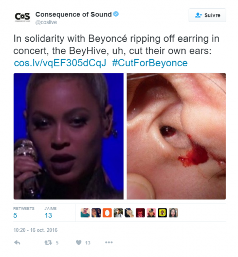 BEYONCE : son oreille coupée en plein concert !