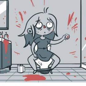 Ce DESSIN illustre la PREMIÈRE fois avec une COUPE MENSTRUELLE (#carnage)