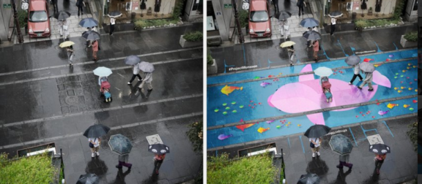 INCROYABLE : une PEINTURE qui apparait seulement lorsqu’il PLEUT !