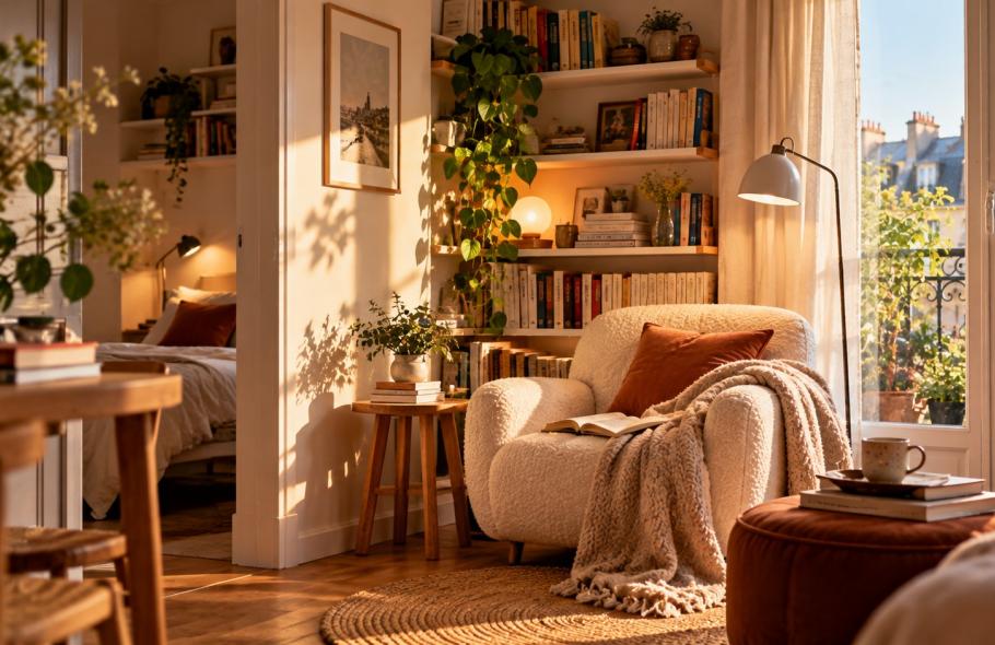 Créer un coin lecture parfait dans un appartement de 40m²